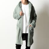 スモーキーグリーン | 総ボア ふわふわ、もふもふ ファーリーなシャギーフードに包まれるフード付きセミロ… | ARCADE