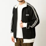 ブラック×オフホワイト（A） | ライン入りロゴ刺繍トラックジャケット | ARCADE