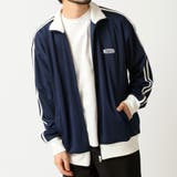 ネイビー×オフホワイト（A） | ライン入りロゴ刺繍トラックジャケット | ARCADE