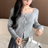 グレー | レースアップ リブニット 長袖ニット | ARCADE
