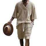 ベージュ | セットアップ ジャガード織り 5分袖カットソー | ARCADE