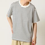 白ベース×紺ボーダー | ボーダーTシャツ メンズ 上質USAコットン | ARCADE