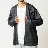 グレンチェック/BLACK系 | 着流しカーディガン メンズ 長袖Tシャツ | ARCADE