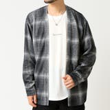 オンブレチェック/BLACK系 | 着流しカーディガン メンズ 長袖Tシャツ | ARCADE