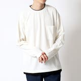 1ホワイト | UVカット梨地フェイクレイヤード胸ポケ BIGサイズロンTee ポケTシャツ | ARCADE