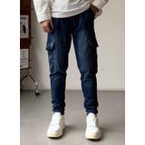 ブルー | ストレッチデニム カーゴパンツ ファスナーデザインポケット | ARCADE