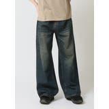 ダークインディゴブルー | モッピングデニムパンツ メンズ ワイドジーンズ | ARCADE