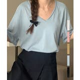 ブルー | VネックカラーコットンTシャツ 24079 コットンT | ARGO TOKYO