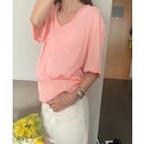 ピンク | VネックカラーコットンTシャツ 24079 コットンT | ARGO TOKYO