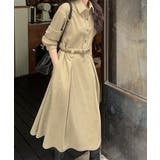ベージュ | フロント刺繍コーデユロイシャツワンピース 29006 コーデユロイワンピース | ARGO TOKYO