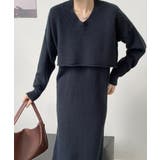 ブラック | Layered V neck | ARGO TOKYO