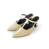 イエロー | フレアヒールTストラップミュール 8cmヒール minia | minia