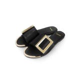 ブラック(PU) | ビッグバックルフラットサンダル ぺたんこ minia | minia