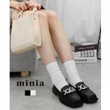 ブラック | ビッグチェーンスクエアトゥローファー 2cmローヒール minia | minia