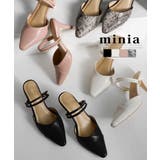 ブラック | ポインテッド2WAYストラップミュール 7cmヒール minia | minia