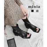 ブラック | フェイクレザーブーサン 5cmヒール minia | minia