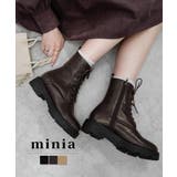 ブラウン | コマンドソールレースアップ 厚底4cmヒール minia | minia