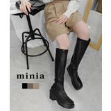 ブラック | バルキーヒールロング 約8cm厚底ヒール minia | minia