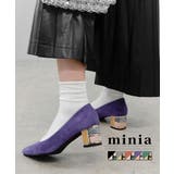 パープル | ブロックヒールポインテッド 5cmヒール minia | minia