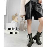 スクエアコンバットミドルブーツ 約6cm厚底ヒール minia | minia | 詳細画像1