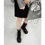 スクエアコンバットミドルブーツ 約6cm厚底ヒール minia | minia | 詳細画像13