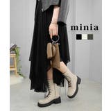 アイボリー | スクエアコンバットミドルブーツ 約6cm厚底ヒール minia | minia