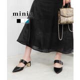 ブラック | チャンキーベルトポインテッドミュール cmヒール minia | minia