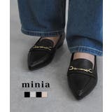 【ビット】ブラック | モチーフポインテッドシューズ フラットパンプス minia | minia