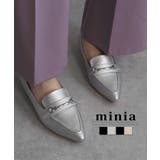 【ビット】シルバー | モチーフポインテッドシューズ フラットパンプス minia | minia