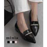 【パール】ブラック | モチーフポインテッドシューズ フラットパンプス minia | minia