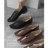 ブラック | ウッドヒールメタリックバブーシュ パンプス minia ミニア | minia