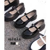 ブラック(エナメル調PU) | ぽっくりストラップローファー minia ミニア | minia