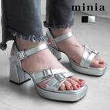 シルバー | ダブルベルトのスクエアエトゥストームサンダル 6 8cmヒール | minia