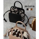 ブラック | スクエア型ボア巾着 ハンドバッグ2WAY minia | minia