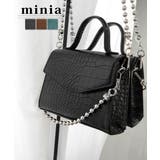 ブラック | ボールチェーンのフラップミニショルダー ハンドバッグ2WAY minia | minia