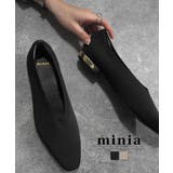ブラック | Vカットニットパンプス 2cmヒール minia | minia