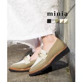 アイボリー×カーキ | 厚底エナメルローファー 3cmヒール minia | minia