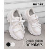 ブラック | ダブルリボン厚底スニーカー minia スニーカー | minia
