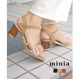 ベージュ×オレンジヒール | クリアヒールギャザーサンダル 5cmヒール minia | minia
