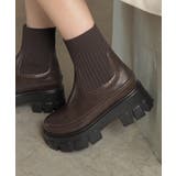 伸縮リブニットで足首きゅ！厚底ニットブーツ 厚底ブーツ minia | minia | 詳細画像4 