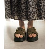 ゴールドバックルのダブルクロスリラクシーサンダル 4 8cmヒール | minia | 詳細画像14