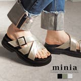 シルバー(箔メタリック) | ゴールドバックルのダブルクロスリラクシーサンダル 4 8cmヒール | minia
