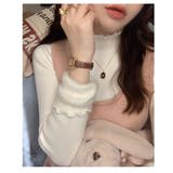 リブニット トップス レディース ハイネック 袖口ファー 長袖 ベーシック | Aleh Te’enah | 詳細画像6 