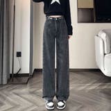 ダークグレーSサイズ | ハイウエスト デニムパンツ レディース | Aleh Te’enah