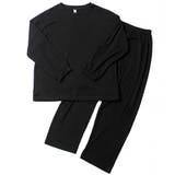 ブラック | レディース スウェット上下セット 長袖トップス+ロングパンツ | Aleh Te’enah