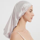 ベージュ | ナイトキャップ レディース ヘアキャップ シルク調 後結びリボン 髪ケア用  | Aleh Te’enah