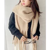 ベージュ | ボリュームフリンジマフラー | Outfitter lab