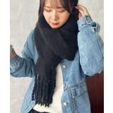 ブラック | ボリュームフリンジマフラー | Outfitter lab