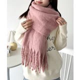 ピンク | ボリュームフリンジマフラー | Outfitter lab