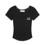 ブラック | MUCENT(ムセント)/SUNNIOR LACE V-NECK HALF T | Outfitter lab